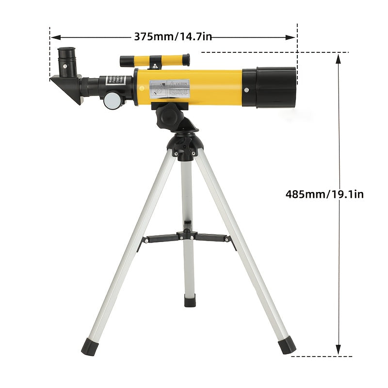 90x Zoom Astronomical Telescope for Kids – 90x Magnification, Includes Two Eyepieces, Tabletop Tripod, and Finder Scope White