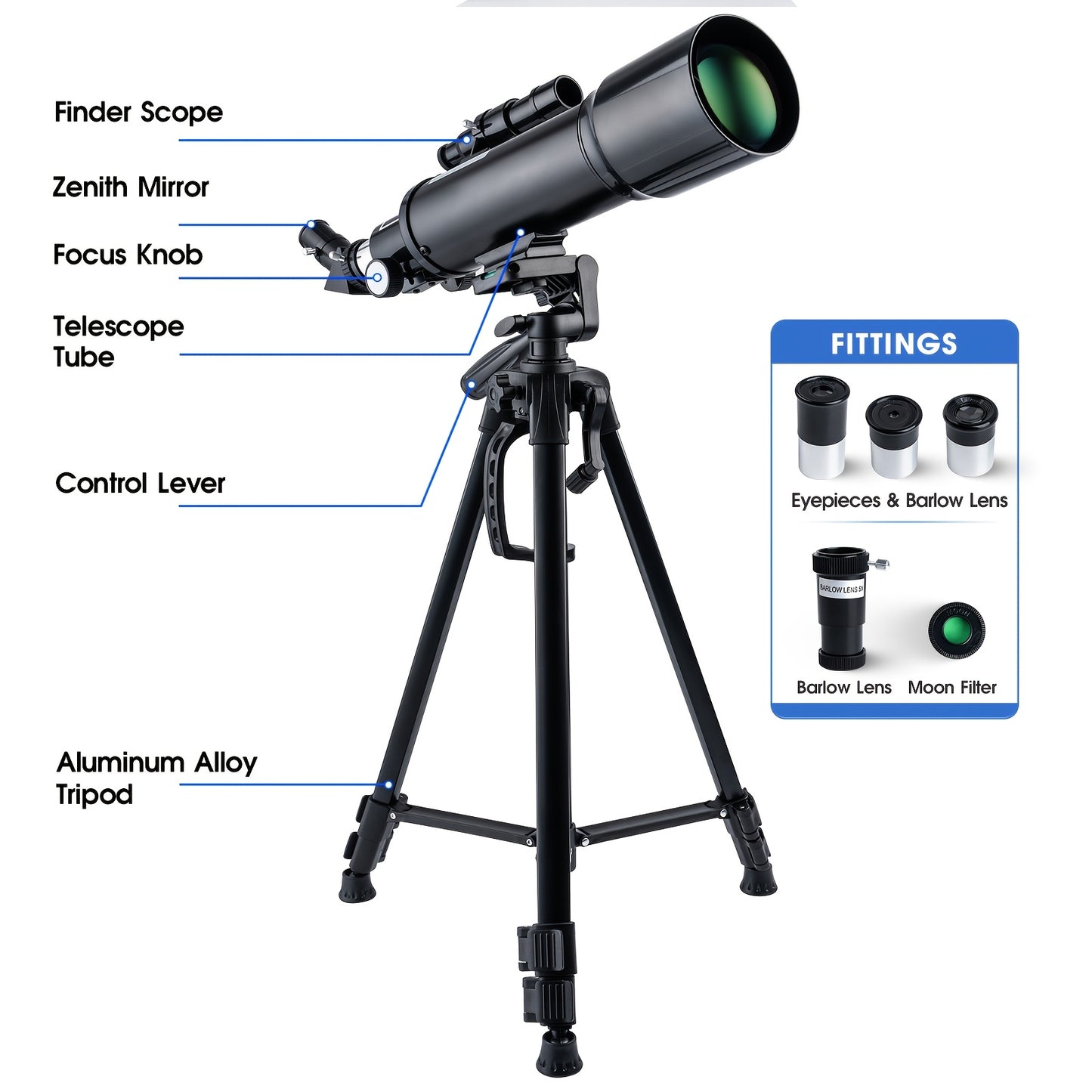 UBSSO Telescope For Adults High Powered 70 Mm Aperture 400 Mm Refractor Astronomical Portable Telescope For Adults Beginners With Tripod,Black