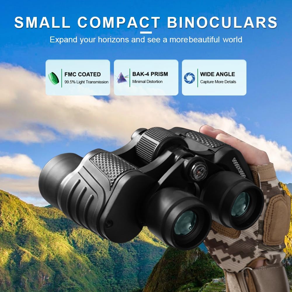 UBSSO 80x80 HD Binoculars for Adults, Waterproof Fogproof with BAK-4 Prism Fully Multi-Coated Lens, for Bird Watching, Hunting, Travel,Black