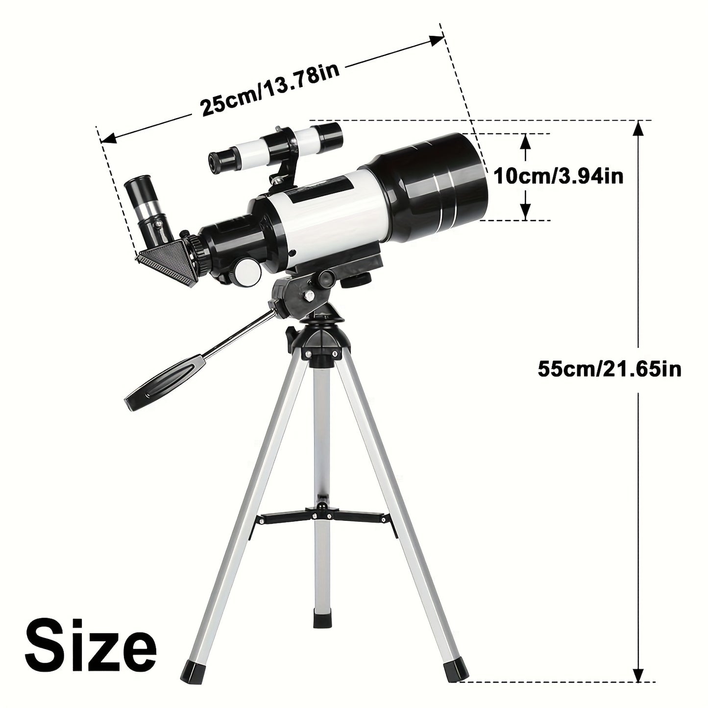 150X High Magnification 70mm Aperture Astronomical Telescope with Tripod Mount (15X-150X) Portable Travel Telescope with Phone Adapter Black