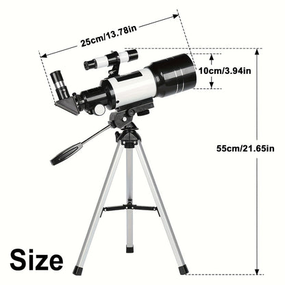 150X High Magnification 70mm Aperture Astronomical Telescope with Tripod Mount (15X-150X) Portable Travel Telescope with Phone Adapter Blue