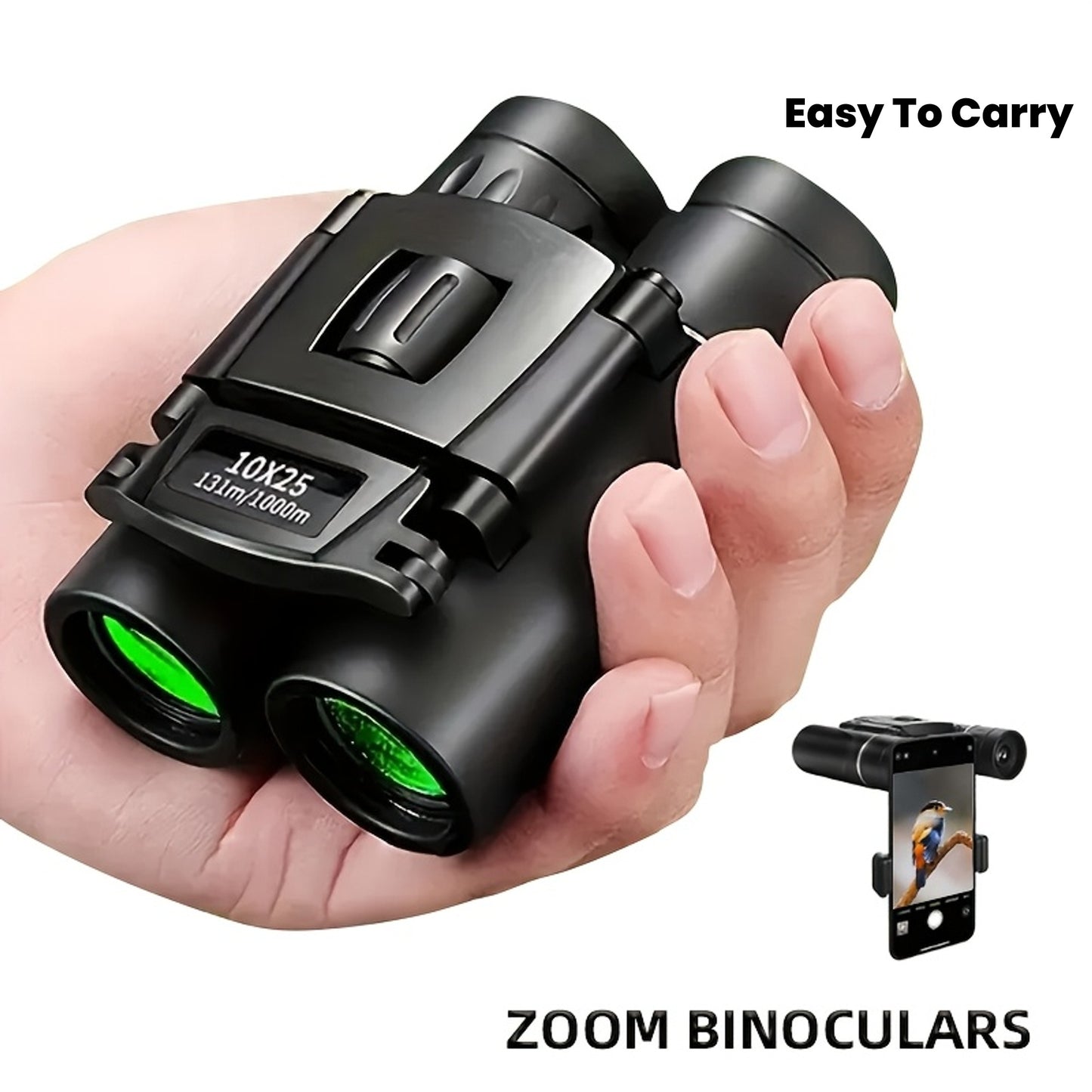 UBSSO Binoculars with 10X25 Magnification High Powered Mini Pocket Binoculars Lightweight Binoculars