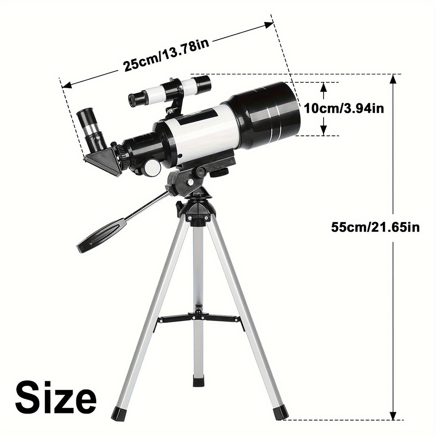 UBSSO 150X High Power Telescope, 70mm Aperture Telescope Astronomy For Adults, Portable Monocular Telescope With 3 Eyepiece white+black