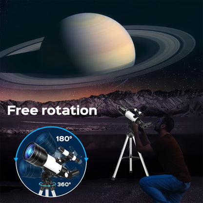UBSSO 150X High Power Telescope, 70mm Aperture Telescope Astronomy For Adults, Portable Monocular Telescope With 3 Eyepiece white+black