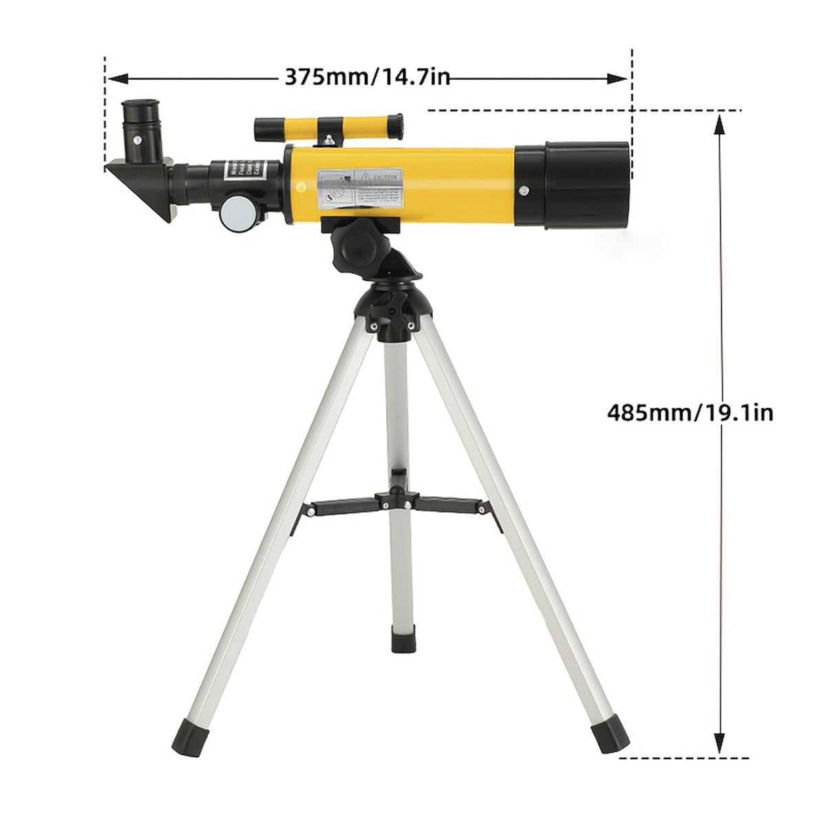 90x Zoom Astronomical Telescope for Kids – 90x Magnification, Includes Two Eyepieces, Tabletop Tripod, and Finder Scope Yellow