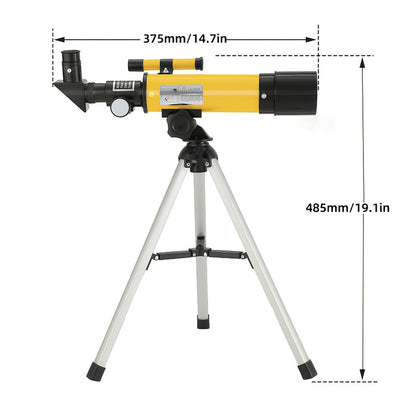 90x Zoom Astronomical Telescope for Kids – 90x Magnification, Includes Two Eyepieces, Tabletop Tripod, and Finder Scope Yellow