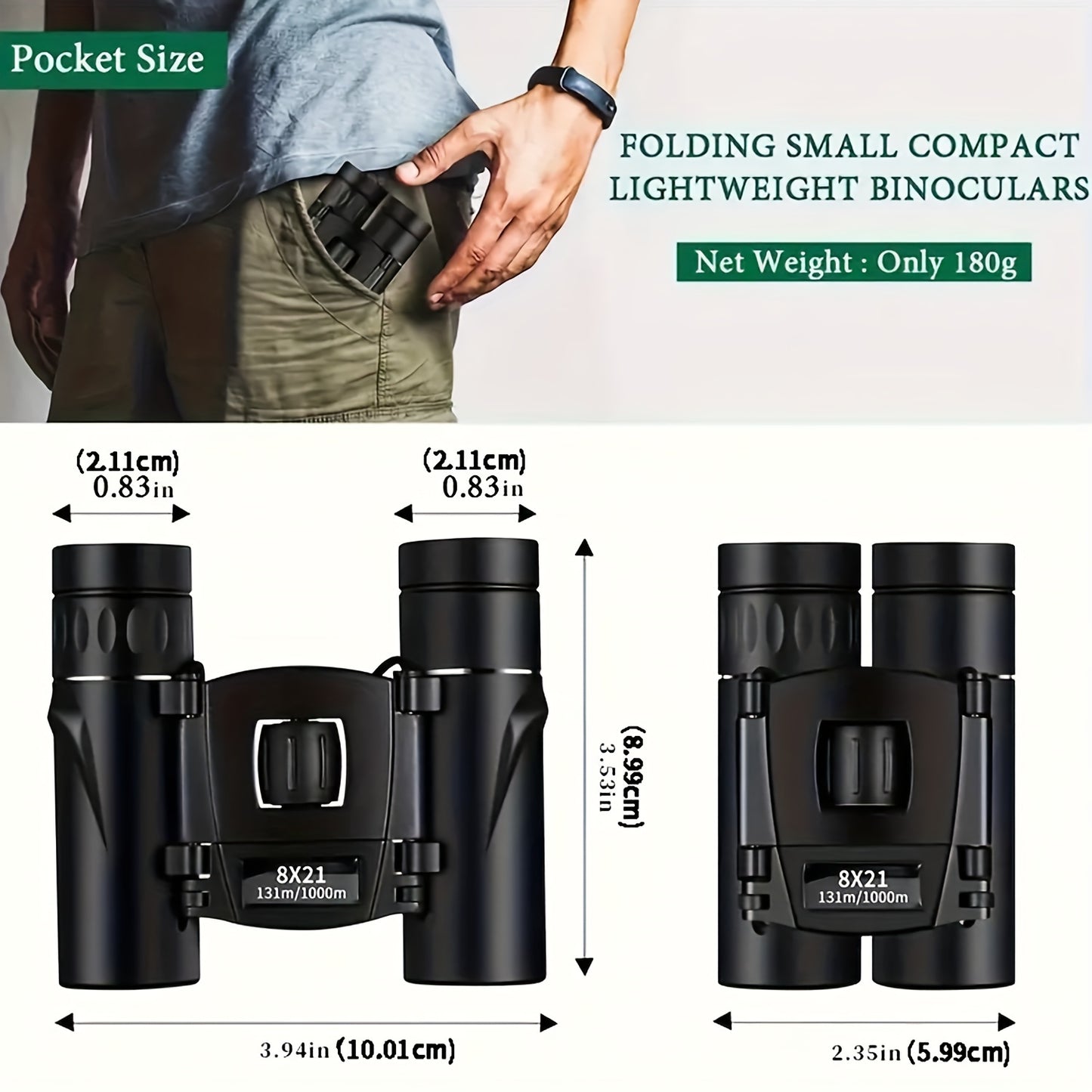 UBSSO Binoculars with 8X21 Magnification High Powered Mini Pocket Binoculars Lightweight Binoculars