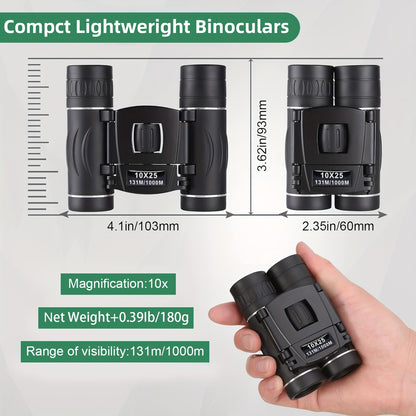 UBSSO Binoculars with 10X25 Magnification High Powered Mini Pocket Binoculars Lightweight Binoculars