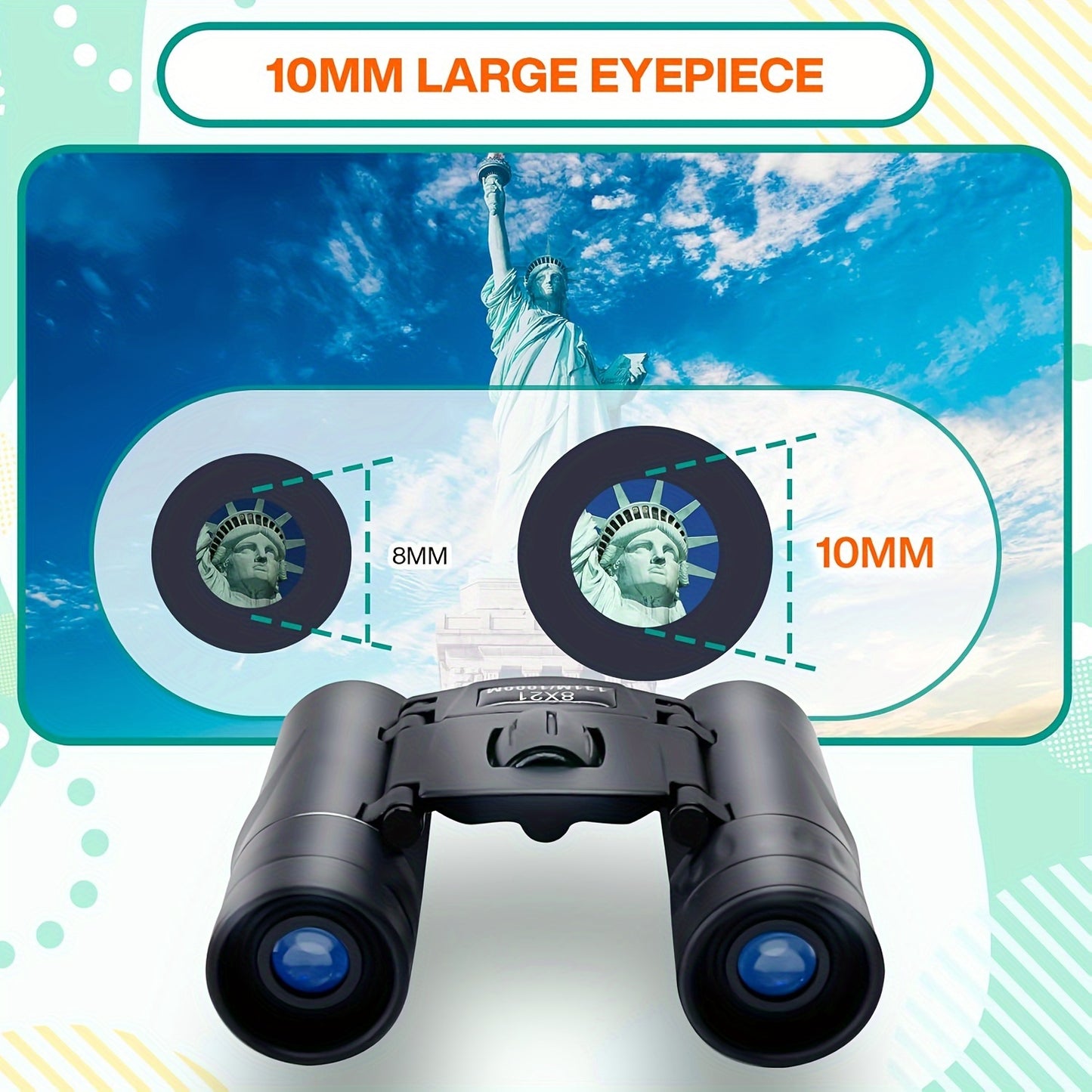 UBSSO Binoculars with 8X21 Magnification High Powered Mini Pocket Binoculars Lightweight Binoculars