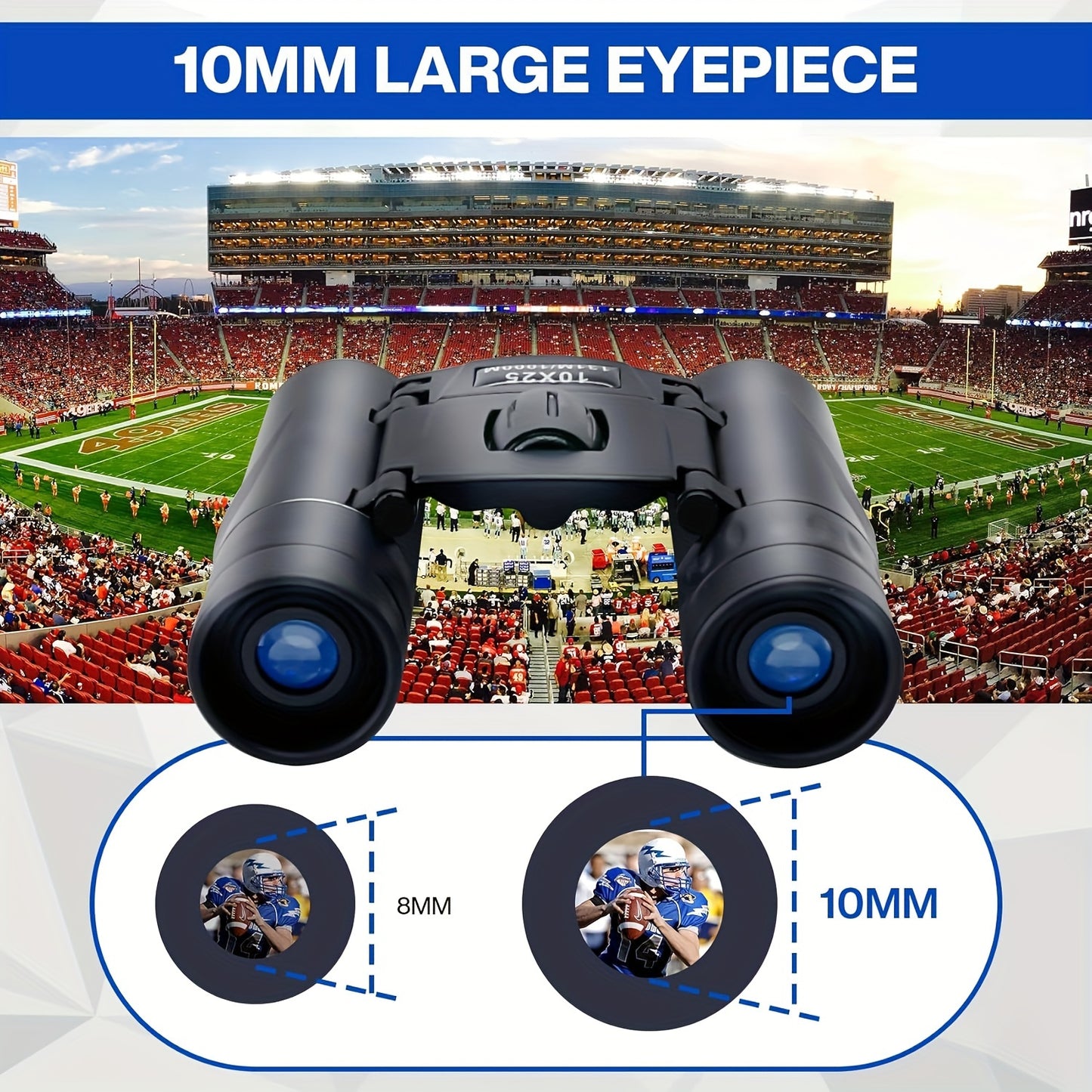 UBSSO Binoculars with 10X25 Magnification High Powered Mini Pocket Binoculars Lightweight Binoculars