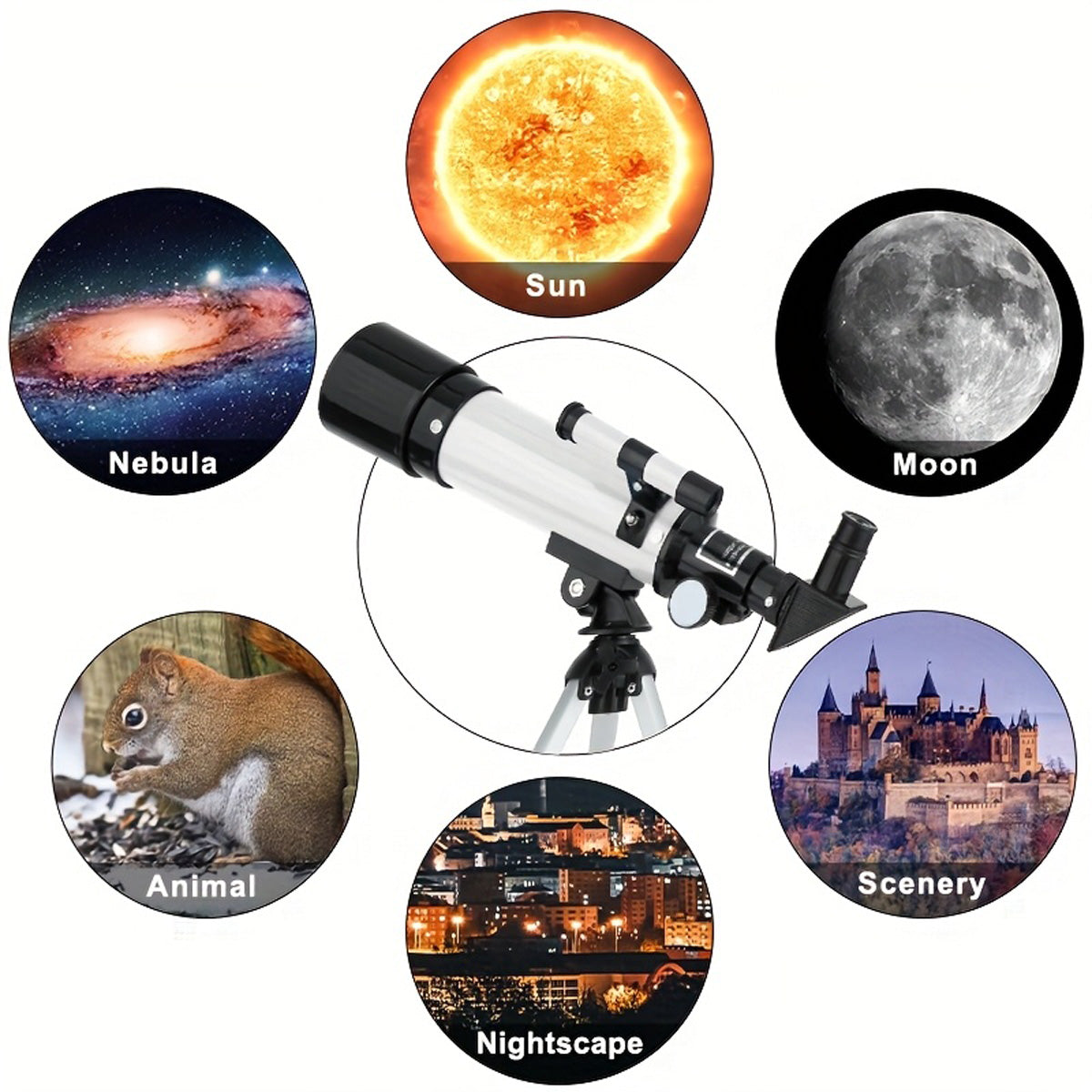 90x Zoom Astronomical Telescope for Kids – 90x Magnification, Includes Two Eyepieces, Tabletop Tripod, and Finder Scope Blue