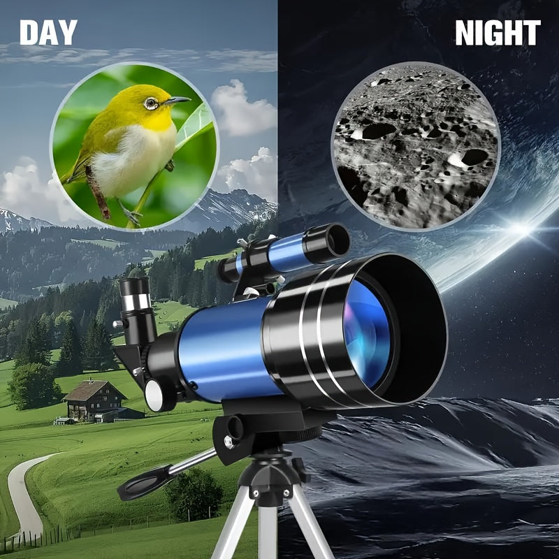 UBSSO Refractor Star Telescope for Adults: 70mm Aperture 300mm Focal Length 15X-150X，Ideal for Stargazing, Planetary Observation, Moon Exploration