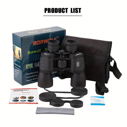 UBSSO 10X50 High Definition Binoculars,Center Focus, Rubber Material,with 50mm Objective Lens, for Travel,Concerts, and Adventure Scenery, Black