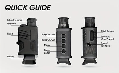 UBSSO Digital Infrared Vision Monocular Telescope 4K Digital Infrared with 2" Larger Screen, 8X Digital Zoom, Gray for  Hunting,Fishing,Camping, Black