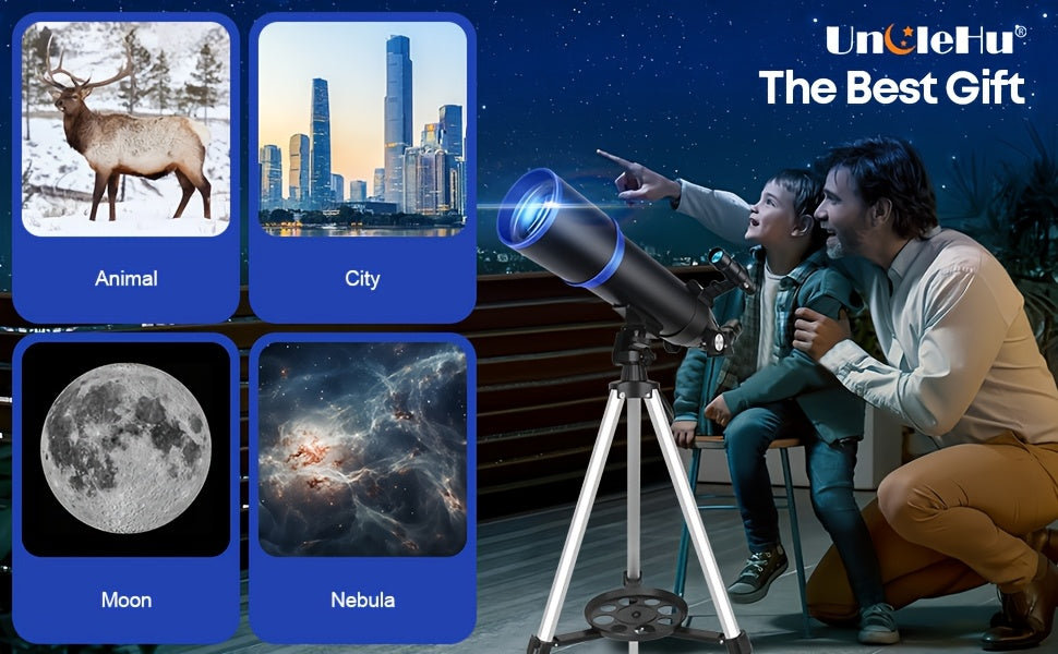 UBSSO Professional 80mm Diameter 600mm Telescope for Adults,Astronomical Observation with Tripod, Phone Bag,Best Christmas & Birthday Gift,Black