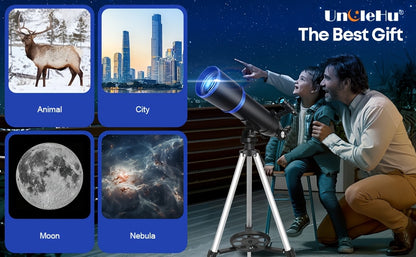 UBSSO Professional 80mm Diameter 600mm Telescope for Adults,Astronomical Observation with Tripod, Phone Bag,Best Christmas & Birthday Gift,Black