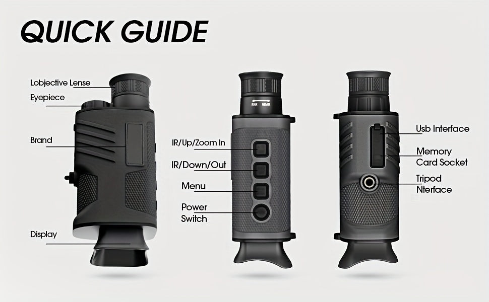 UBSSO Digital Infrared Vision Monocular Telescope 4K Digital Infrared with 2" Larger Screen, 8X Digital Zoom, Gray for  Hunting,Fishing,Camping, Green