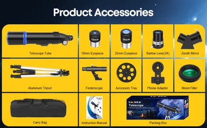 UBSSO Professional 80mm Diameter 600mm Telescope for Adults,Astronomical Observation with Tripod, Phone Bag,Best Christmas & Birthday Gift,Black