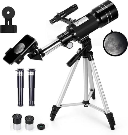 UBSSO 150X High Power Telescope, 70mm Aperture Telescope Astronomy For Adults, Portable Monocular Telescope With 3 Eyepiece Black