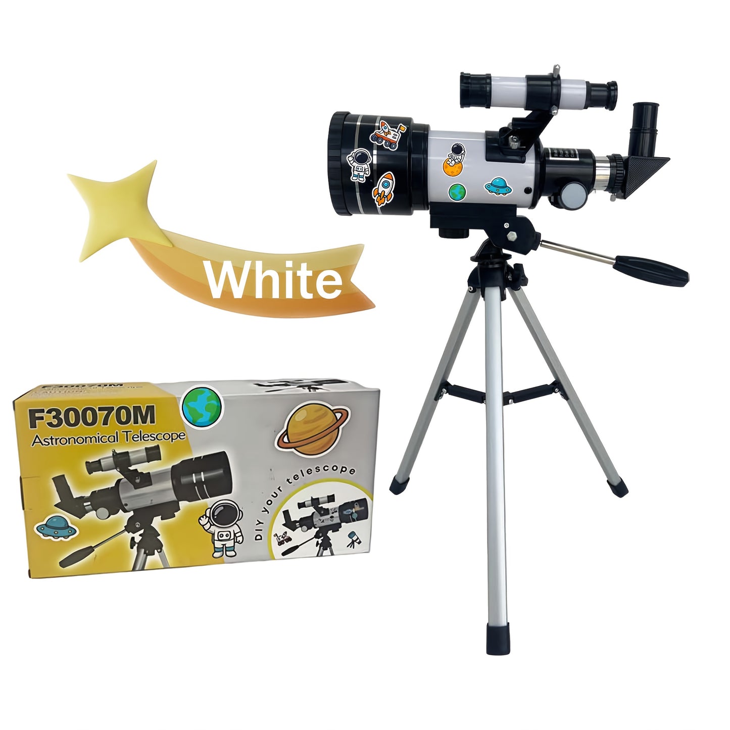 UBSSO Refractor Star Telescope for Adults: 70mm Aperture 300mm Focal Length 15X-150X，Ideal for Stargazing, Planetary Observation, Moon Exploration
