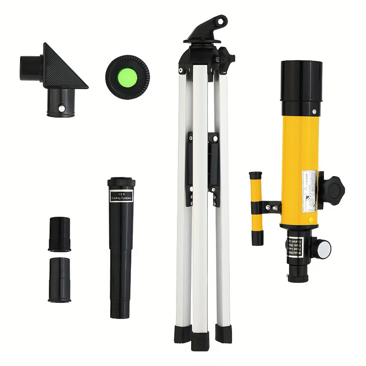 90x Zoom Astronomical Telescope for Kids – 90x Magnification, Includes Two Eyepieces, Tabletop Tripod, and Finder Scope Yellow