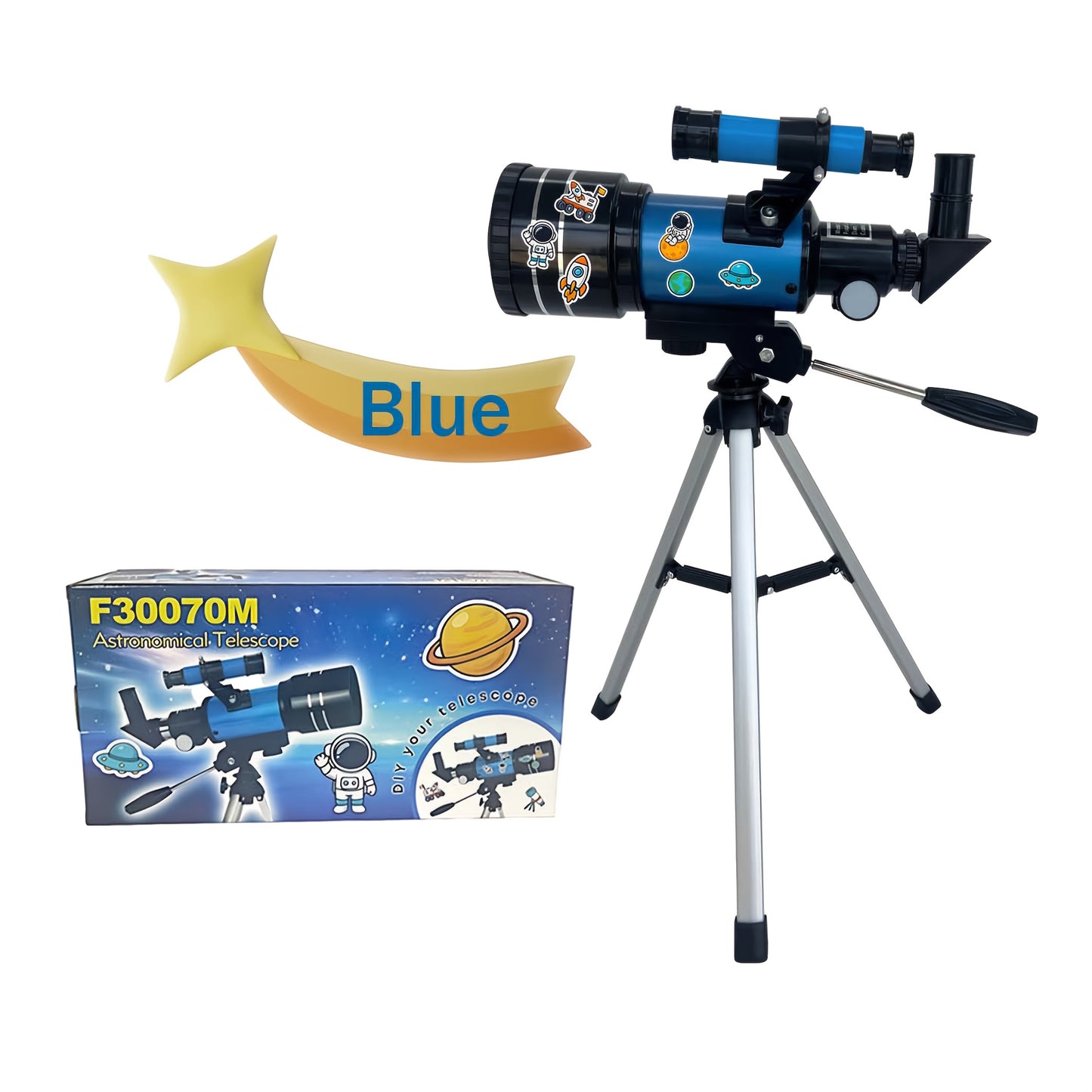 UBSSO Refractor Star Telescope for Adults: 70mm Aperture 300mm Focal Length 15X-150X，Ideal for Stargazing, Planetary Observation, Moon Exploration