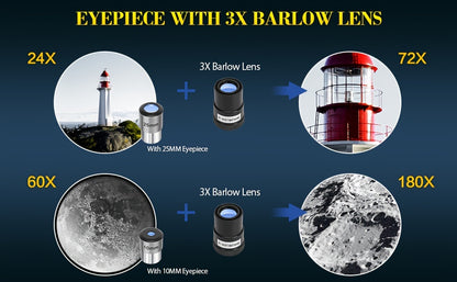 UBSSO Astronomical Telescope for Adults - 80mm Aperture 600mm Focal Length Refractor with Fully Multi-Coated Optics, 180x Max Magnification