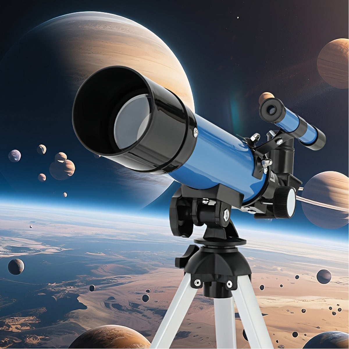 90x Zoom Astronomical Telescope for Kids – 90x Magnification, Includes Two Eyepieces, Tabletop Tripod, and Finder Scope Blue