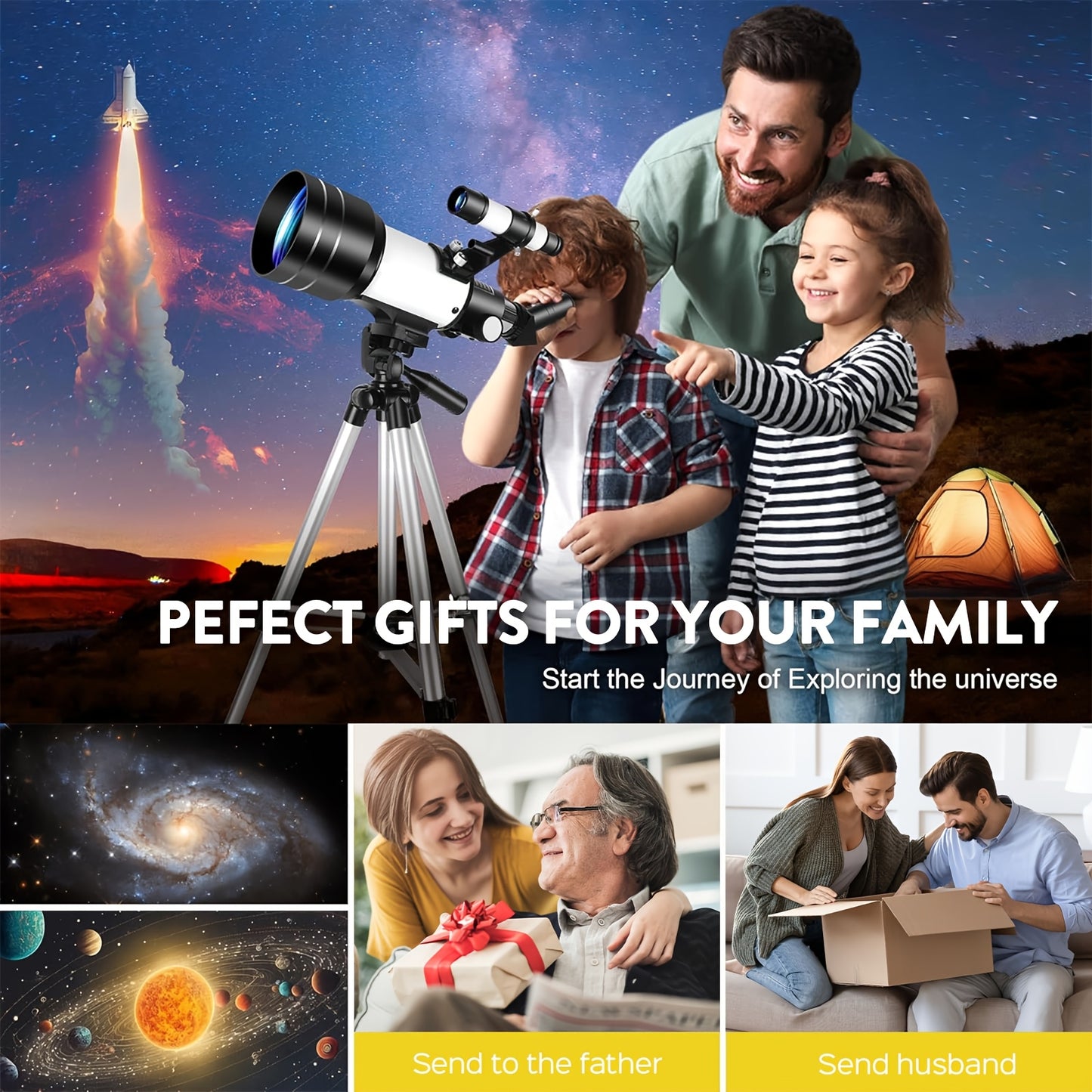 UBSSO Astronomical Astronomical Telescope 150X High-Powered,Portable with 70mm Aperture, For Education, Exploration, Toys Gifts, Christmas Gift