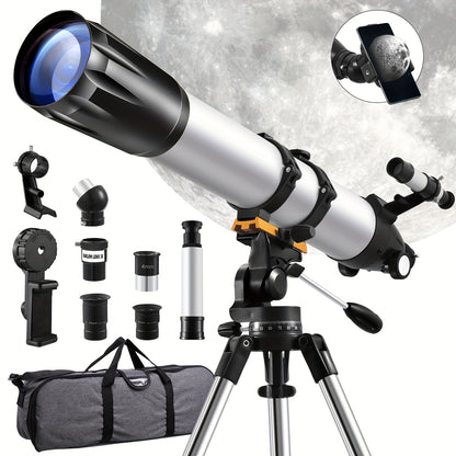 UBSSO Refractor Telescope Kit for Adults Beginners - 90mm Aperture, Manual Focus, Up to 675x Magnification Ideal for Stargazing, Moon Watching