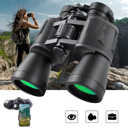 UBSSO 10X50 Binoculars for Adults High Powered With Phone Adapter Ideal For Bird Watching, Travel ,Hunting, Green