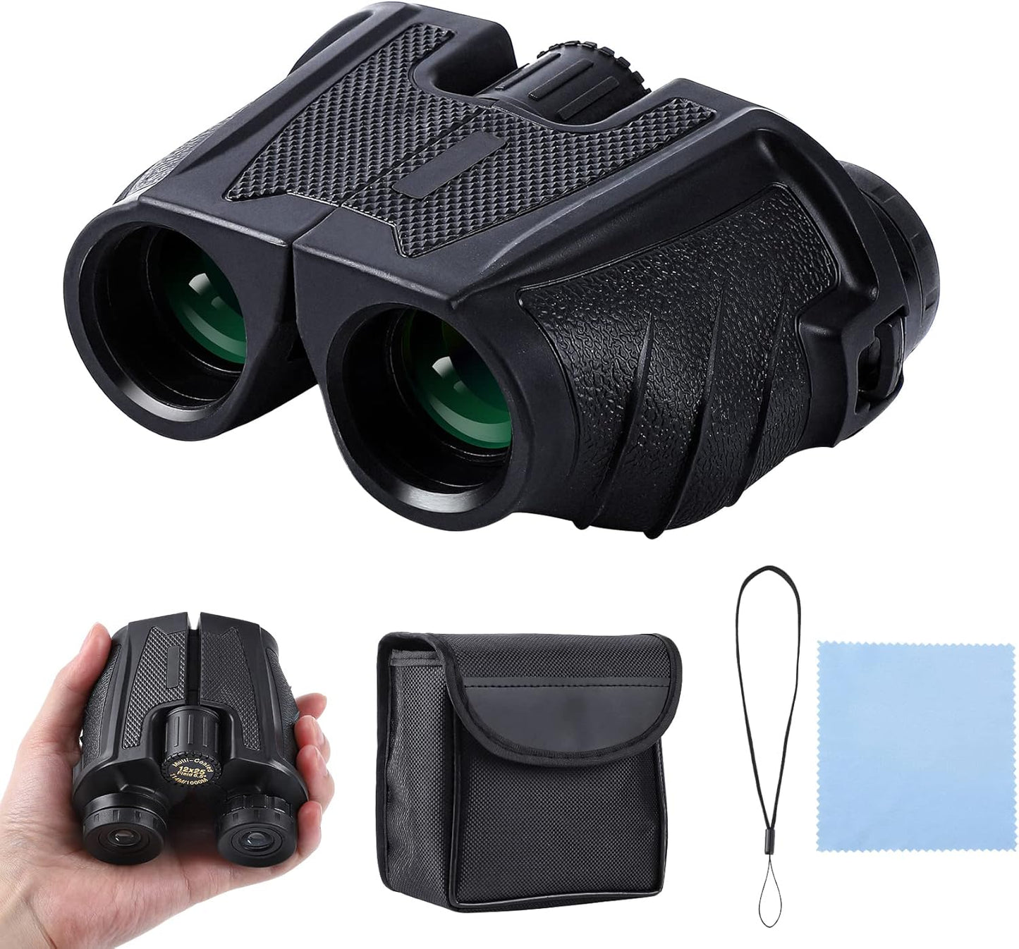 UBSSO 12x25 Binoculars High-Definition High-Power Low-Light Adult Outdoor Non-Infrared for Bird Watching Concerts, Hunting and Sport Games
