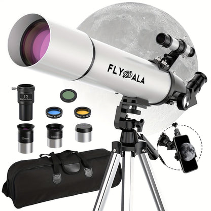 Telescope for Adults,80mm Aperture 600mm Focal Length Beginners Astronomical Telescope for Adults (30X-750X),Refractor Astronomy telescopes,Black