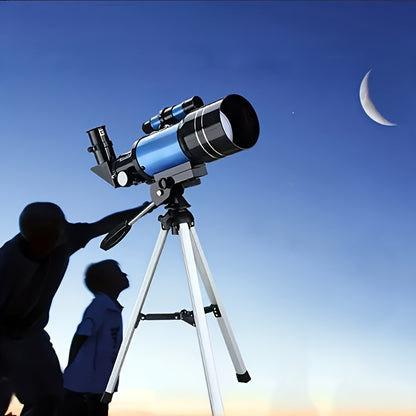 Astronomical Telescope, Objective Lens Focal Length 300, Aperture 70, Maximum Magnification 150 Times, Equipped with a Finder Scope,a Tripod,Black