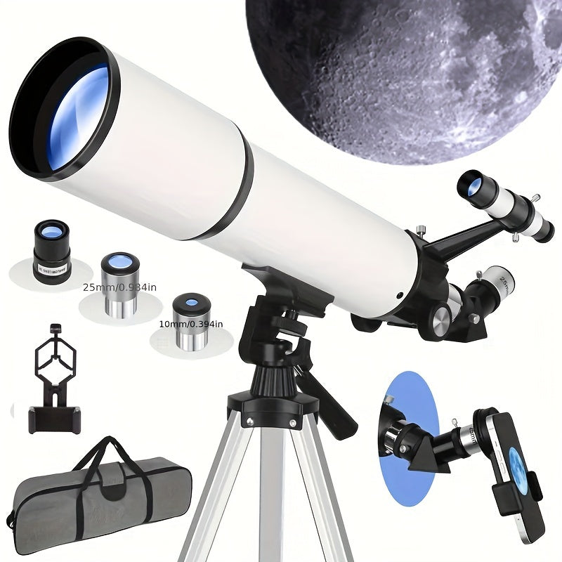 UBSSO Astronomical Telescope, 80mm Aperture 600mm Telescopes For Adults Astronomy, Fully Mult-Coated High Powered Refracting Telescope，white