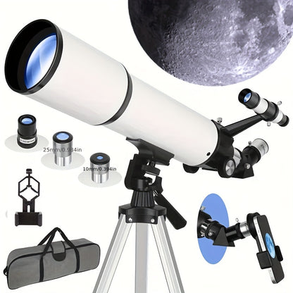 UBSSO Astronomical Telescope, 80mm Aperture 600mm Telescopes For Adults Astronomy, Fully Mult-Coated High Powered Refracting Telescope，white