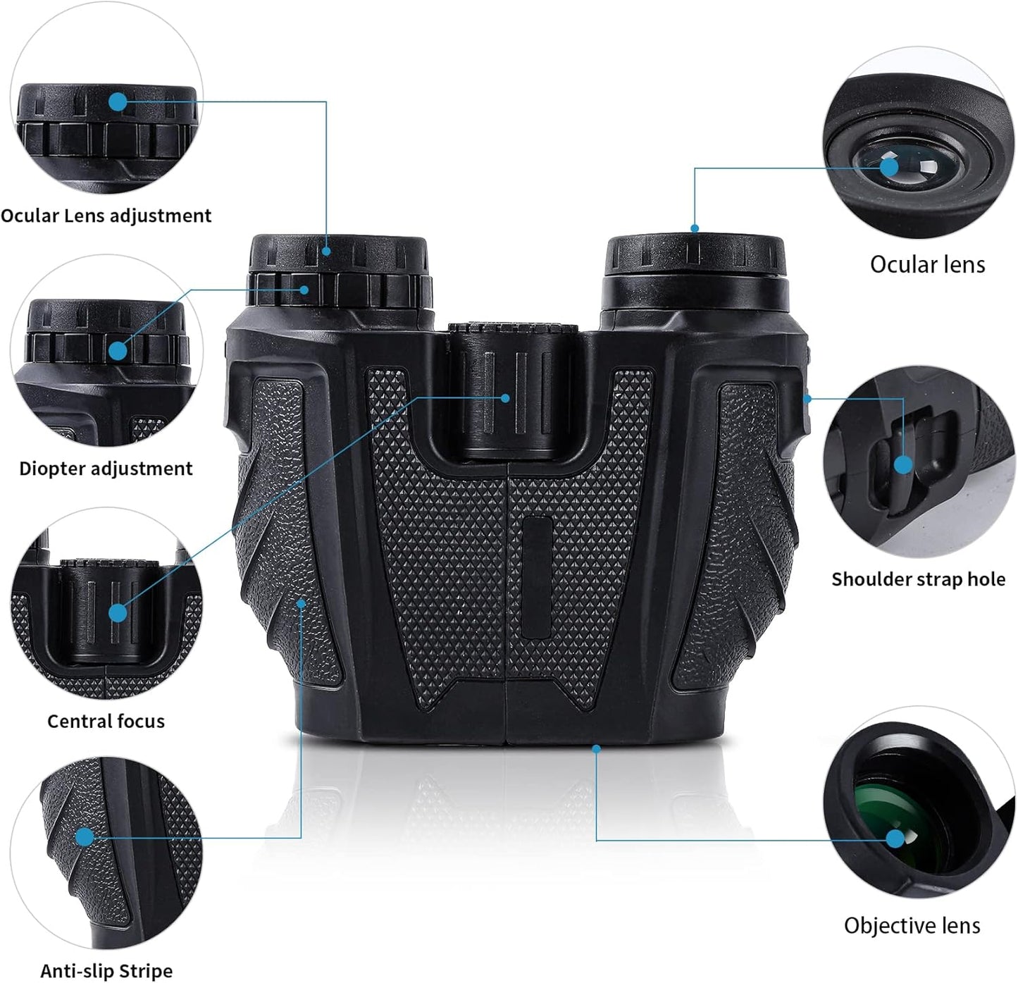 UBSSO 12x25 Binoculars High-Definition High-Power Low-Light Adult Outdoor Non-Infrared for Bird Watching Concerts, Hunting and Sport Games