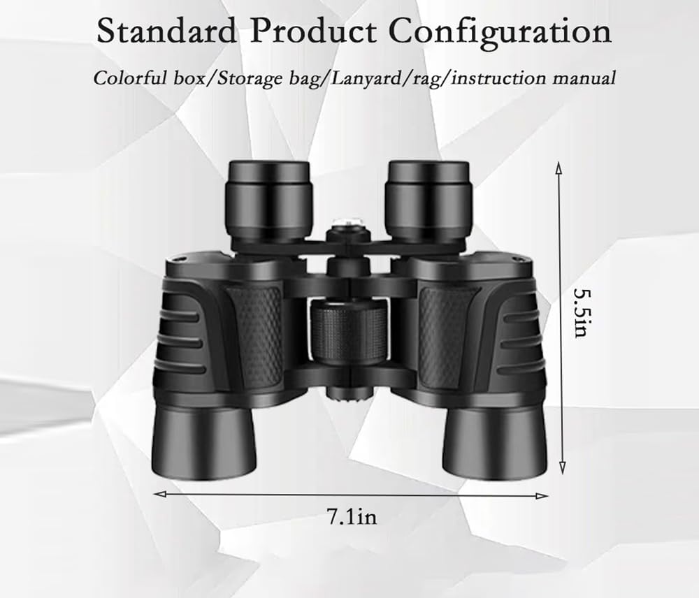 UBSSO 80x80 HD Binoculars for Adults, Waterproof  Fogproof with BAK-4 Prism Fully Multi-Coated Lens, for Bird Watching, Hunting, Travel，Black