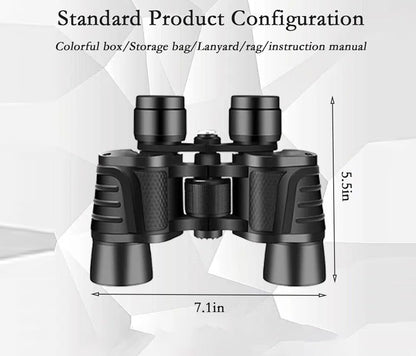 UBSSO 80x80 HD Binoculars for Adults, Waterproof  Fogproof with BAK-4 Prism Fully Multi-Coated Lens, for Bird Watching, Hunting, Travel，Black
