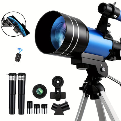 150X70 Astronomical Telescope, Aperture Telescope For Adults High Power, Portable Monocular Telescope With Tripod Phone Holder,Blue