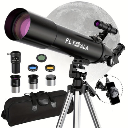 UBSSO Telescope for Adults,80mm Aperture 600mm Focal Length Beginners Astronomical Telescope for Adults (30X-750X),Refractor Astronomy telescopes