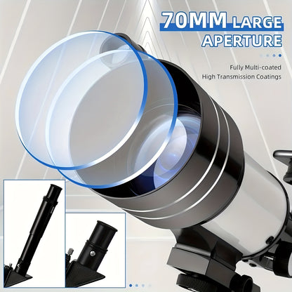 UBSSO Refractor Star Telescope for Adults: 70mm Aperture 300mm Focal Length 15X-150X，Ideal for Stargazing, Planetary Observation, Moon Exploration