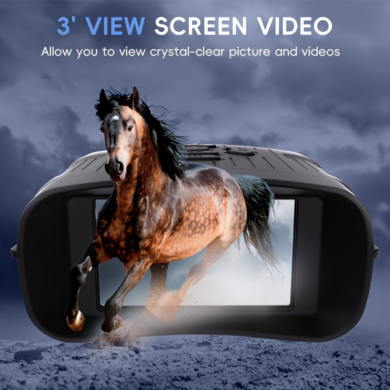 UBSSO 10X25 Binoculars Infrared Binoculars with HD Screen & 32GB Card, Capture Crisp Photo & Video, for Hunting, Camping, Apocalypse Gear,Black