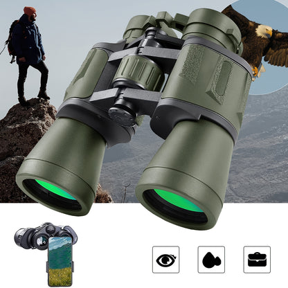 UBSSO 10X50 Binoculars for Adults High Powered With Phone Adapter Ideal For Bird Watching, Travel ,Hunting, Black