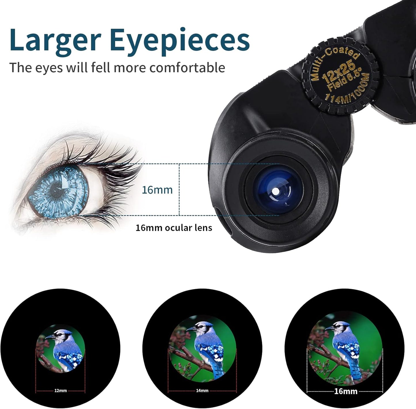 UBSSO 12x25 Binoculars High-Definition High-Power Low-Light Adult Outdoor Non-Infrared for Bird Watching Concerts, Hunting and Sport Games