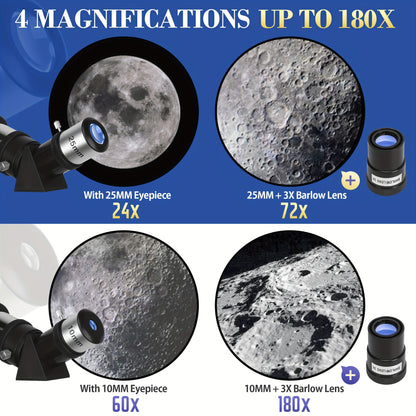 UBSSO Astronomical Telescope for Adults - 80mm Aperture 600mm Focal Length Refractor with Fully Multi-Coated Optics, 180x Max Magnification