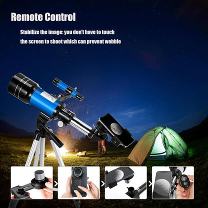 Telescope for Kids Adults, 70mm Aperture 300mm Telescopes for Astronomy Beginners, 15X-150X Magnification Refractor Telescope, Phone Adapter, Blue
