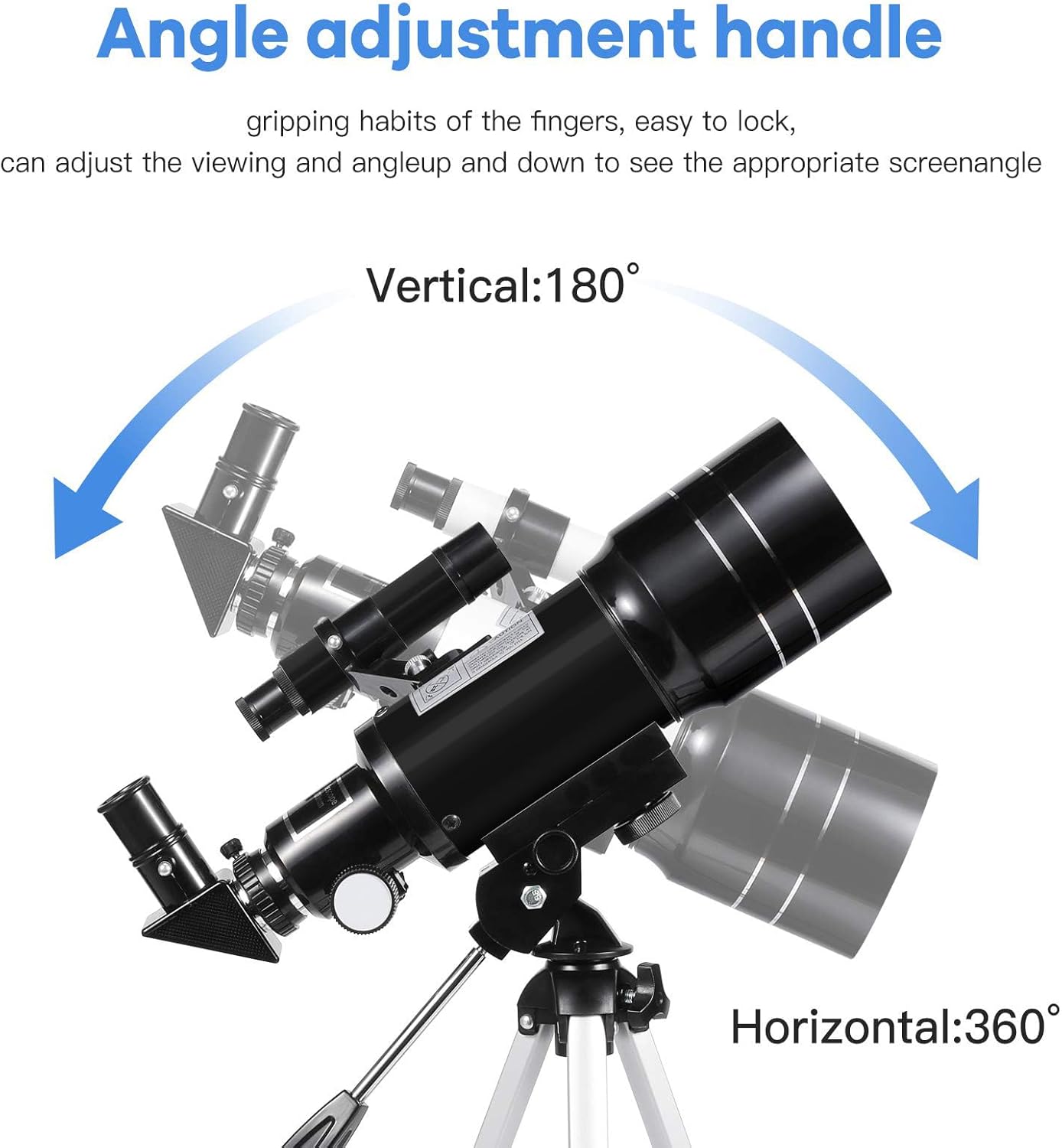 Telescope for Kids Adults, 70mm Aperture 300mm Telescopes for Astronomy Beginners, 15X-150X Magnification Refractor Telescope, Phone Adapter, Black