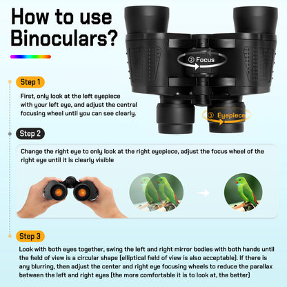 High Powered 80x80 Binoculars for Adults, HD Vision with 50mm Large Lens for Bird Watching, Hunting & Stargazing