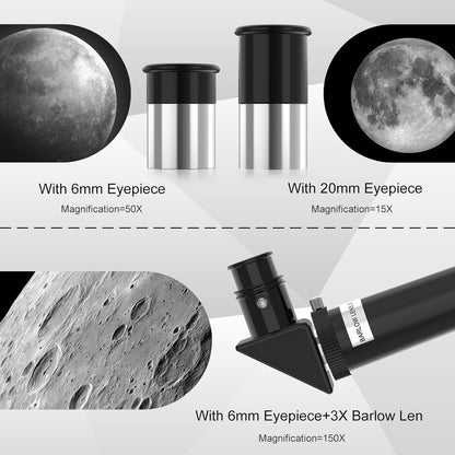 UBSSO Telescope for Adults Kids, 70mm Aperture Astronomical Refractor Telescopes for Astronomy Beginners (15X-150X), 300mm Portable Telescope,White